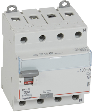 Legrand 411773 ВДТ DX3 4П 100А A 100мА N спра