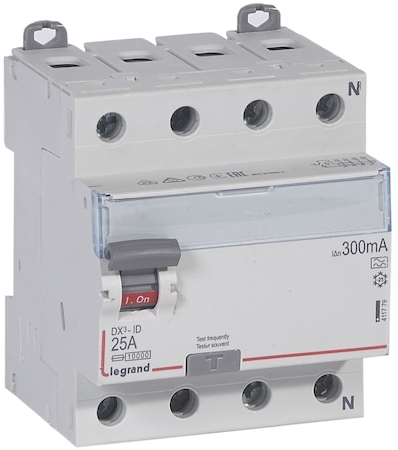 Legrand 411779 ВДТ DX3 4П 25А A 300мА N справ