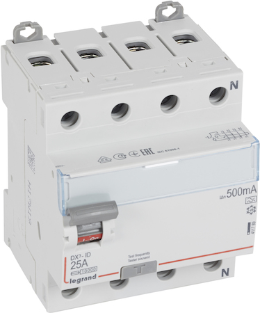 Legrand 411789 ВДТ DX3 4П 25А A 500мА N справ