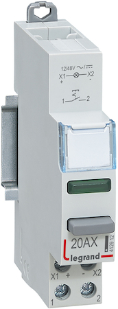 Legrand 412912 CX3 Выключатель кноп.фикс. 1НО зел.индик. 12/48В ~/=