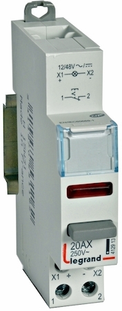 Legrand 412913 CX3 Выключатель кноп.фикс. 1НЗ кр.индик. 12/48В ~/=