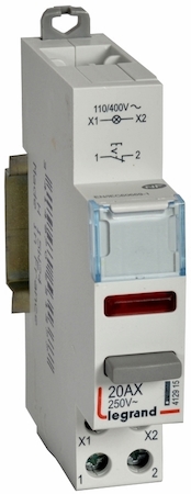 Legrand 412915 CX3 Выключатель кноп.фикс. 1НЗ кр.индик. 110/400В ~