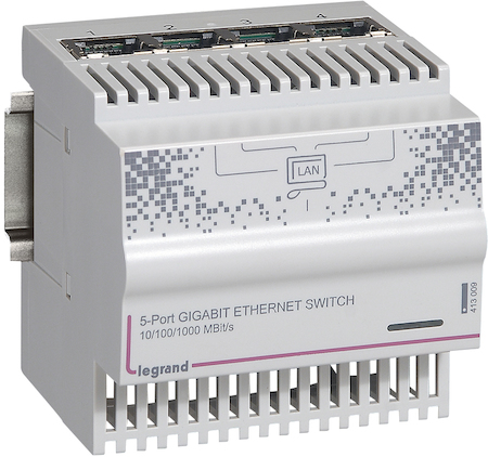 Legrand 413009 Свитч 1Гб на 4 выхода RJ45. Размер: 4DIN