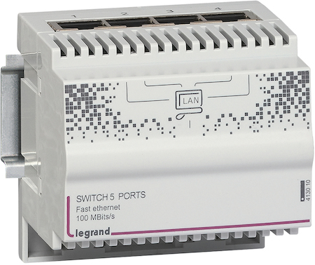 Legrand 413010 Свитч 10/100Mb 4 выхода RJ45. Размер: 4DIN