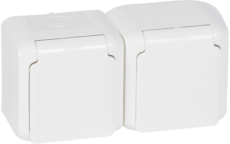 Legrand 782323 Розетка 2X2К+З шт IP44 БЕЛ