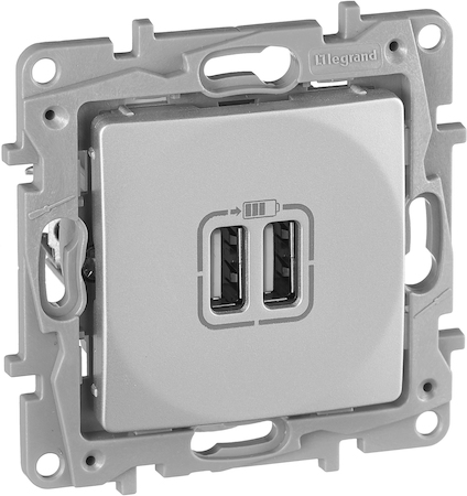 Legrand 672494 Розетка заряд 2хUSB АЛЮ ETIKA