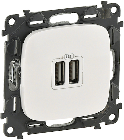 Legrand 754995 VLN-a Бел Роз 2хUSB зарядка