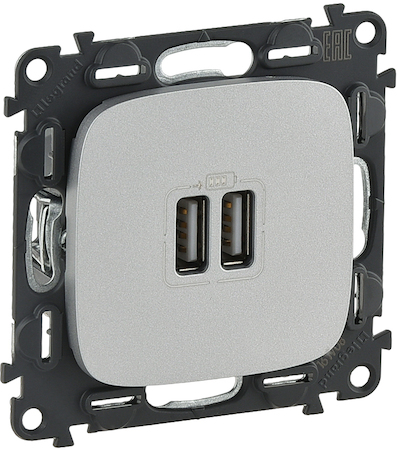 Legrand 754997 VLN-a АЛЮ Роз 2хUSB зарядка