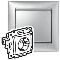 Legrand 694342 Розетка 2Р+Т нем.стд.(Алюм)