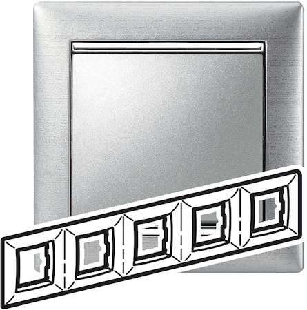 Legrand 770335 Рамка 5п гориз АЛМ матовый VLN