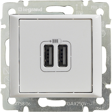 Legrand 694370 2-pозетка USB БЕЛ VLN