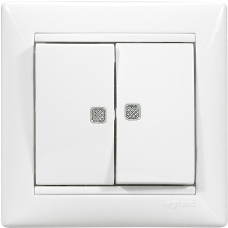 Legrand 774213 Выключатель 2клав 10A 2инд БЕЛ VLN