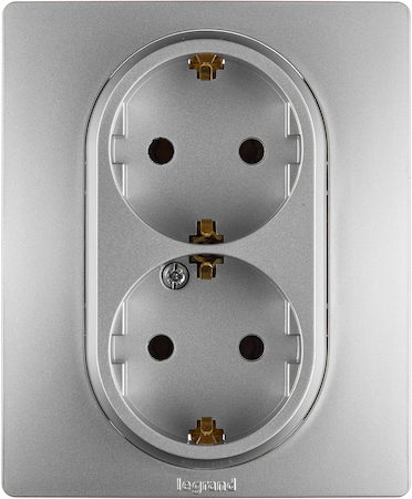 Legrand 672423 Розетка 2X2К+З АЛЮ ETIKA