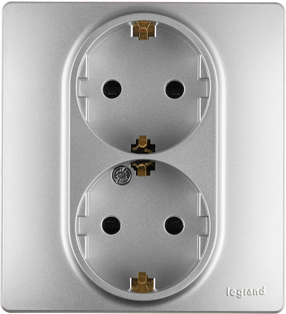 Legrand 672433 Розетка 2X2К+З шт АЛЮ ETIKA
