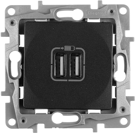 Legrand 672694 Розетка заряд 2хUSB АНТР ETIKA