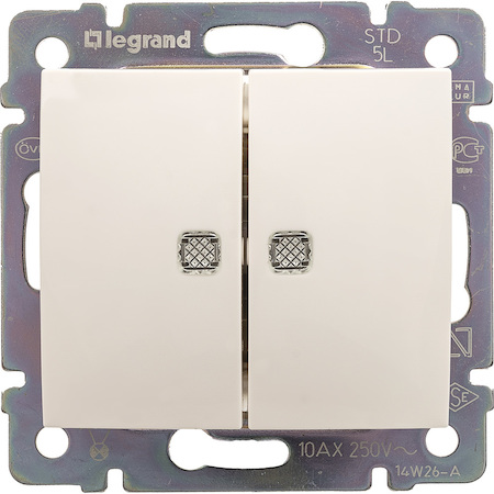 Legrand 774203 Переключатель 2напр 16A подсв БЕЛ VLN