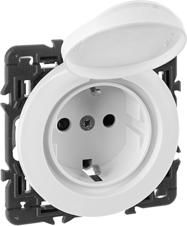 Legrand SET-1-067153-03 Celiane - розетка 2К+3 немецкого стандарта с защитной крышкой - IP 44 - белый