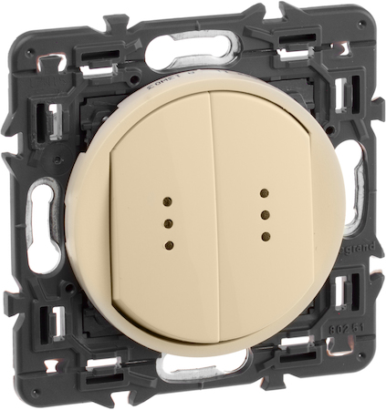 Legrand SET-2-067001-04 Celiane - выключатель двухклавишный  с подсветкой - слоновая кость