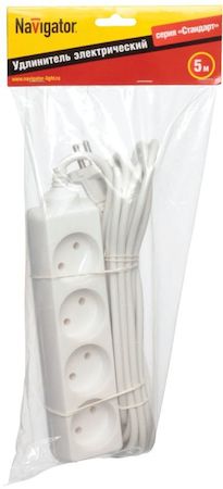 94173 Удлинитель Navigator 94 173 NPE-S-04-500-X-2x0.75 б/з 4 гн. 5м