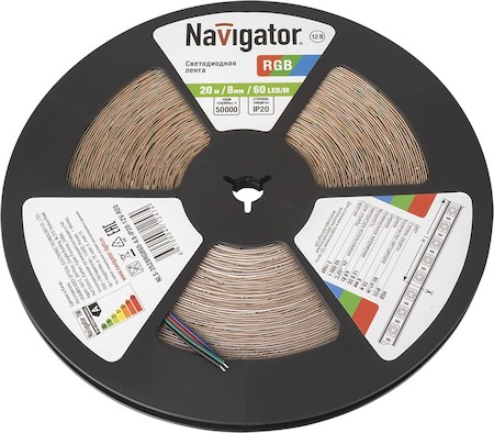 71247 СД Лента Navigator 71 247 NLS-3528RGB60-4.8-IP20-12V-R20