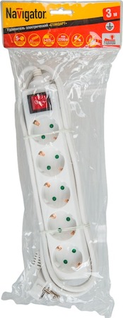 71557 Удлинитель Navigator 71 557 NPE-S-05-300-ESC-3x0.75  с/з с выкл. 5 гн. 3м