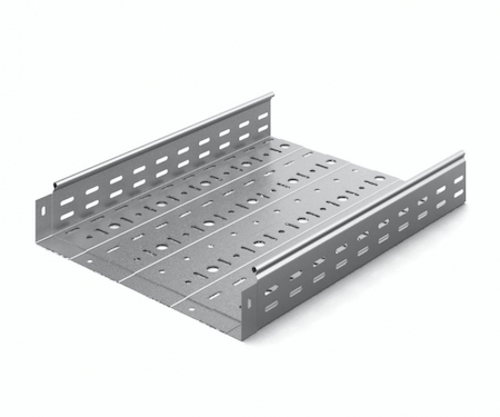 Ostec ЛПМЗТ(М)гц-400х80 (1 мм) Металлический лоток перфорированный 400х80х2500 (1 мм) (горячий цинк)