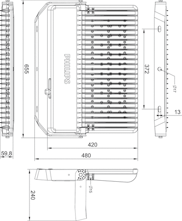 Philips 01668002 Цвет: Aluminum and gray - Соединение: Проволочные выводы/провода