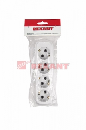 REXANT 11-8707 Колодка 4 гнезда c заземлением  Rexant