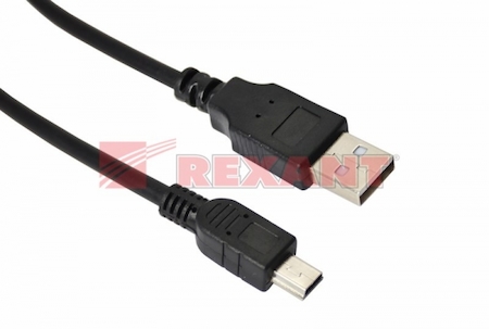 18-1136-2 Кабель mini USB (male) штекер - USB-A (male) штекер, длина 3 метра, черный (PE пакет)  REXANT