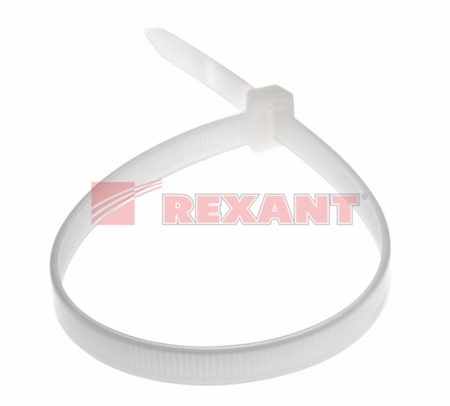 07-0309 Стяжкa нейлоновая многоразовая 300 x 7,5 мм, белая (упак. 100 шт)  REXANT