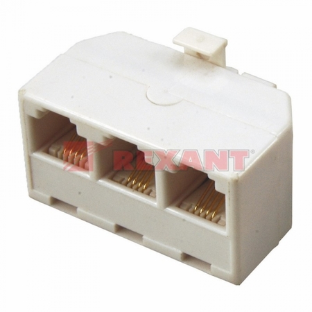 03-0041  Телефонный тройник RJ-11(6P-4C) (штекер - 3 гнезда)  REXANT