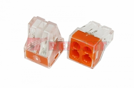 07-3240 Экcпресс-клемма, 4-проводная до 2,5 мм², прозрачная (100 шт/уп) (773-324)  REXANT