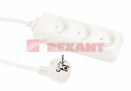 11-2041 Удлинитель  REXANT  3 гнезда  1.5м  2X0.5мм²  белый