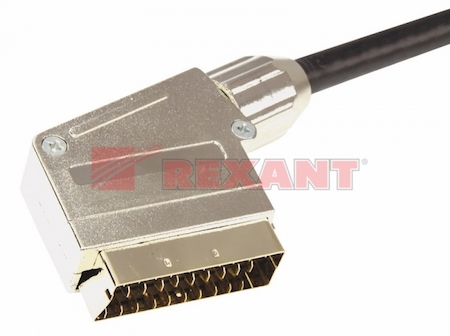 17-1113 Шнур SCART - SCART (21PIN), длина  1,5 метра (GOLD- металл)  REXANT  3562