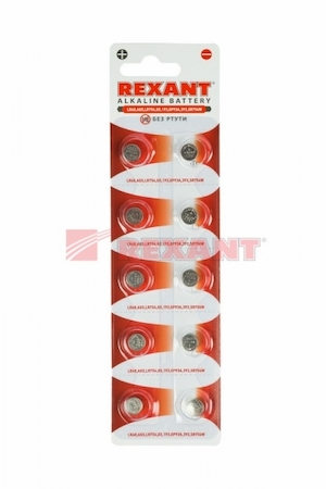 30-1036 Батарейка  "REXANT"  LR48,AG5,LR754,G5,193,GP93A,393,SR754W