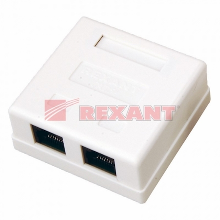 Фото Rexant 03-0151 Розетка компьютерная 2-м ОП RJ45 CAT.5E бел.