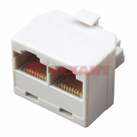 03-0102 Компьютерный двойник RJ-45(8P-8C) (штекер - 2 гнезда)  REXANT  