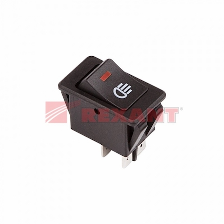 36-4440 Выключатель клавишный 12V 35А (4с) ON-OFF  с красной LED подсветкой  (ASW-17D)  REXANT