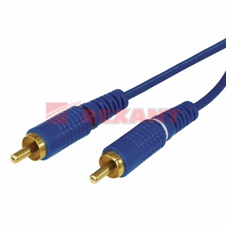 17-0106-1 Шнур 2 RCA - 2 RCA, длина  5 метров, синий (GOLD)  REXANT