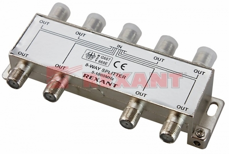 05-6005 ДЕЛИТЕЛЬ  (2521) ТВ х 8 под F разъём 1000 REXANT
