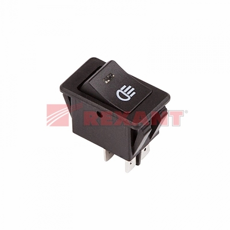 36-4443 Выключатель клавишный 12V 35А (4с) ON-OFF  с синей LED подсветкой  (ASW-17D)  REXANT