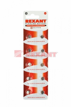30-1040 Батарейка "REXANT"  LR60,AG1,LR621,G1,164,GP64A,364,SR621W