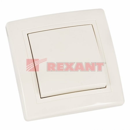 REXANT 78-0129 Выключатель одноклавишный,проходной,скр. установки.Рамка,без вста,клавиша кремовая,10A/250V