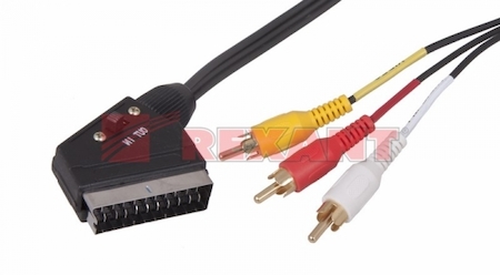 17-1322-3 Шнур SCART шт - 3RCA шт  с переключателем  1.5М  REXANT
