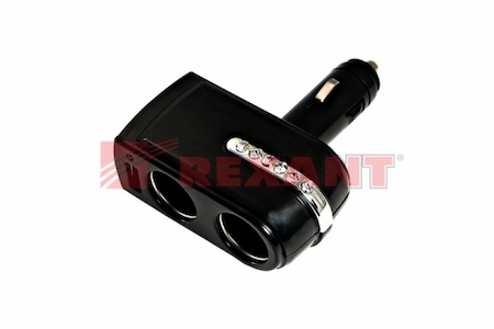 16-0238 Разветвитель автоприкуривателя  2гн 1хUSB (5V 1 000mA)  REXANT