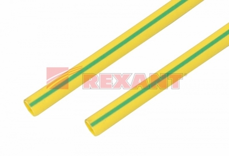 22-0007 Термоусадка  20,0 / 10,0 мм, желто-зеленая (упак. 10 шт. по 1 м)  REXANT