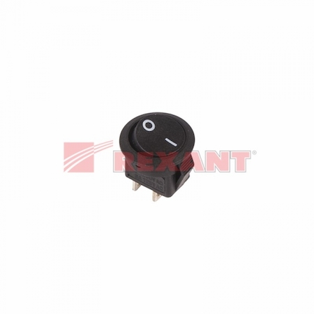 36-2510 Выключатель клавишный круглый 250V 3А (2с) ON-OFF черный  Micro  (RWB-105, SC-214)  REXANT