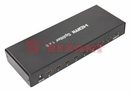 17-6903 Делитель гнездо HDMI на 8 гнезд HDMI, металл  REXANT