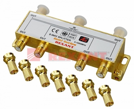 ДЕЛИТЕЛЬ (05-6104-1) ТВ 6 + 7  шт.F   "BOX"    "GOLD"   REXANT