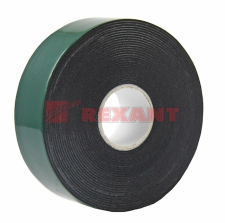 09-6125 Двухсторонний скотч, черная вспененная ЭВА основа 25 мм, ( ролик 5 м)  REXANT